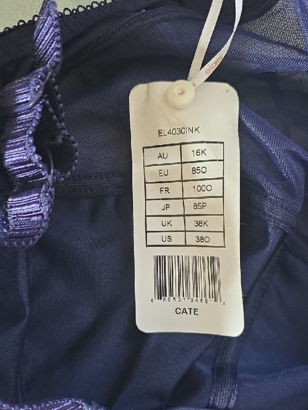 Elomi Navy Blue Satin Underwire Bra - Picture 8 of 9